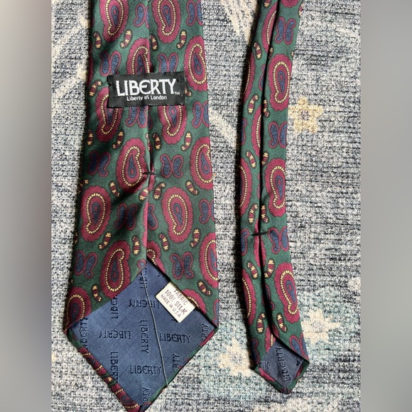 Liberty of London Green and Burgundy paisley Silk Tie